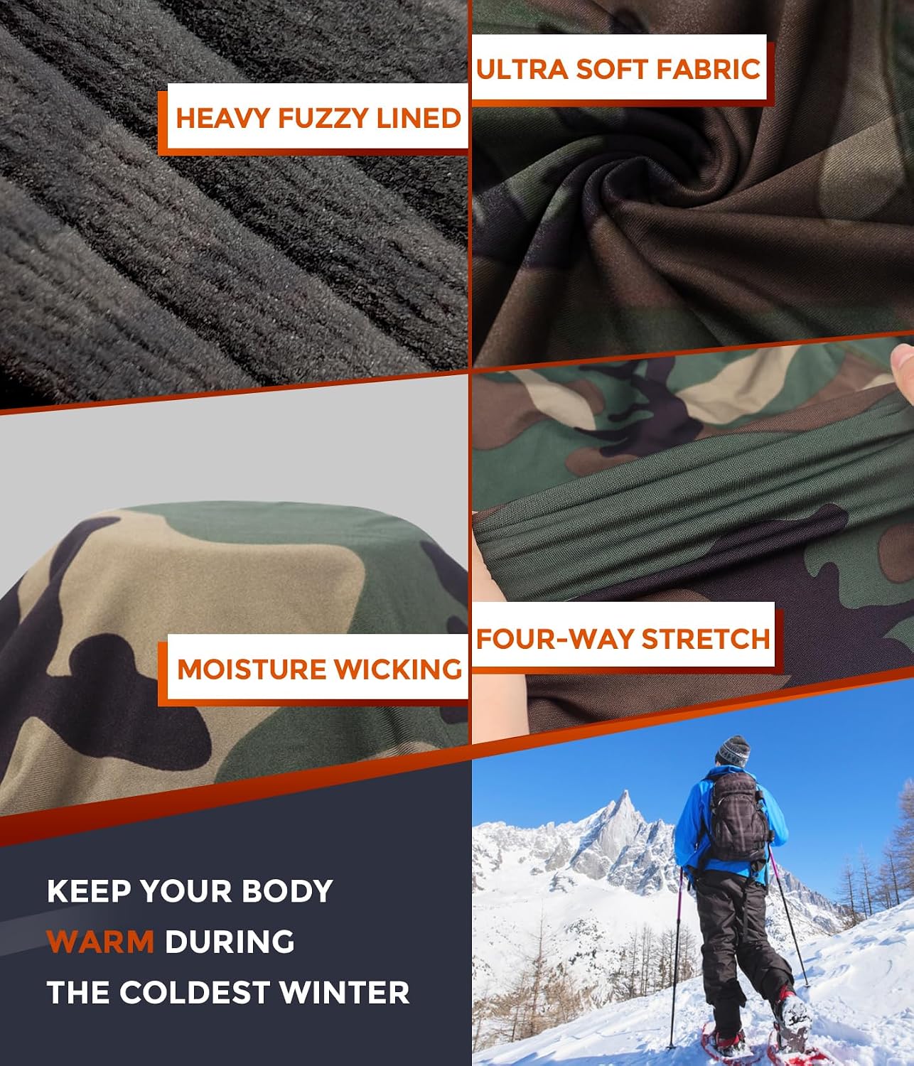 Mens Thermal Underwear Long Johns Set Cold Weather Hunting Base Layer