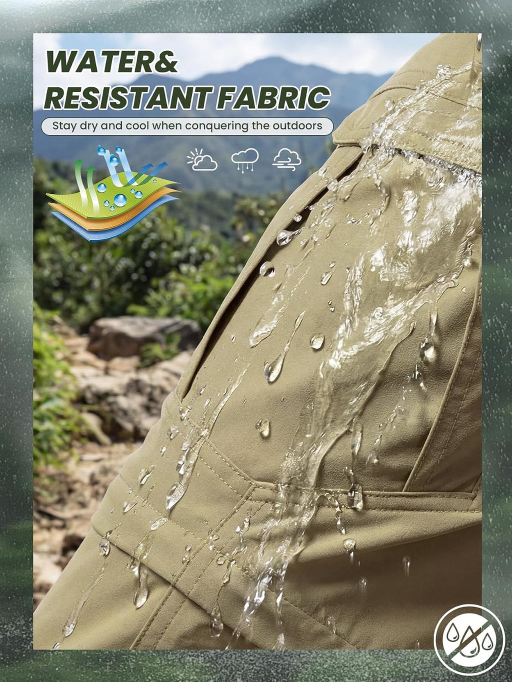 Men's Convertible Hiking Pants with 7 Pockets, Zip-Off Quick-Dry