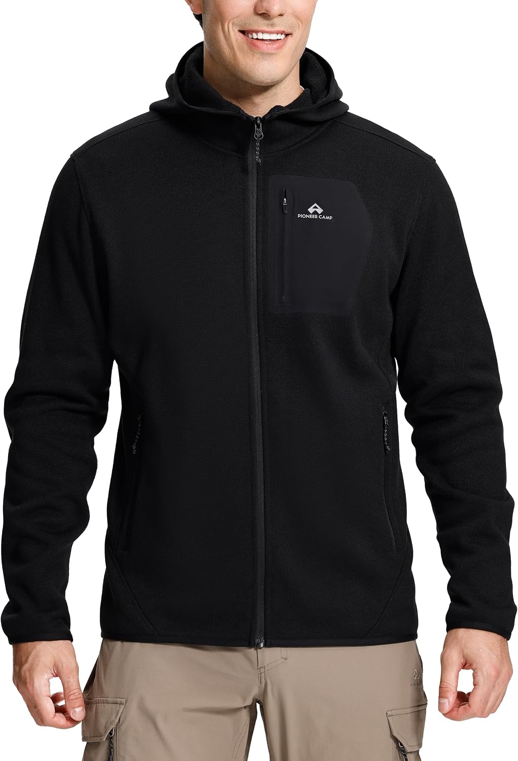 Pioneer Camp Men's Hooded Sweater Fleece Jacket Full Zip Hiking Mid Layer