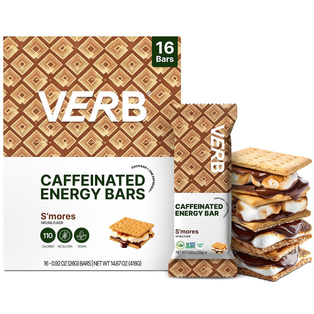 Verb Caffeinated Energy Bars S'mores (26g, Pack of 16) 110 Calories