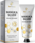 Manuka Honey Ointment 500+ MGO – Dog Hot Spot Treatment for Scratches, Burns, Irritations – Cat Wound Care with 55-PPM Colloidal Silver for Dogs – Manuka + Silver Healing Ointment in a 2-oz Tube