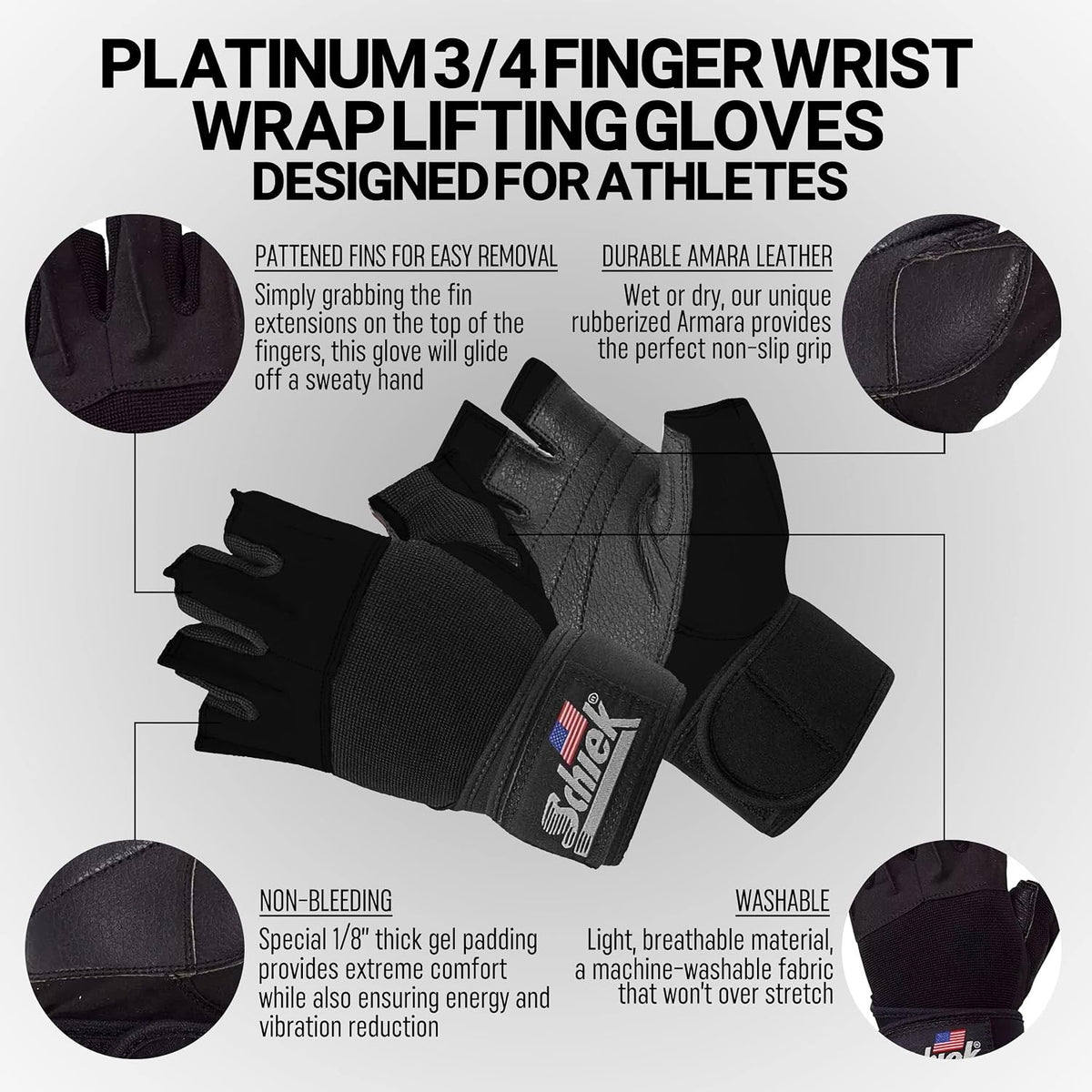 Schiek Sports 540 Platinum Lifting Gloves, Gym Workouts