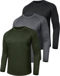 3 Pack Long Sleeve Shirts for Men - Quick Dry Moisture Wicking UV Sun Protection T-Shirts for Fishing Workout Athletic Gym