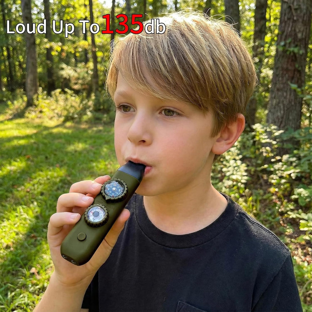 Multifunctional Survival Emergency Whistle for Kids with Compass Hiking Survival, Thermometer & Neck Lanyard | Emergency Safety Gear for Hiking, Camping, Kayaking, Boating, Climbing