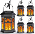4 Pack Solar Lanterns Outdoor Waterproof, Upgraded Flickering Flame Solar Lantern Lights, Auto On/Off Outdoor Lanterns, Outdoor Hanging Lantern for Yard Garden Table Decor