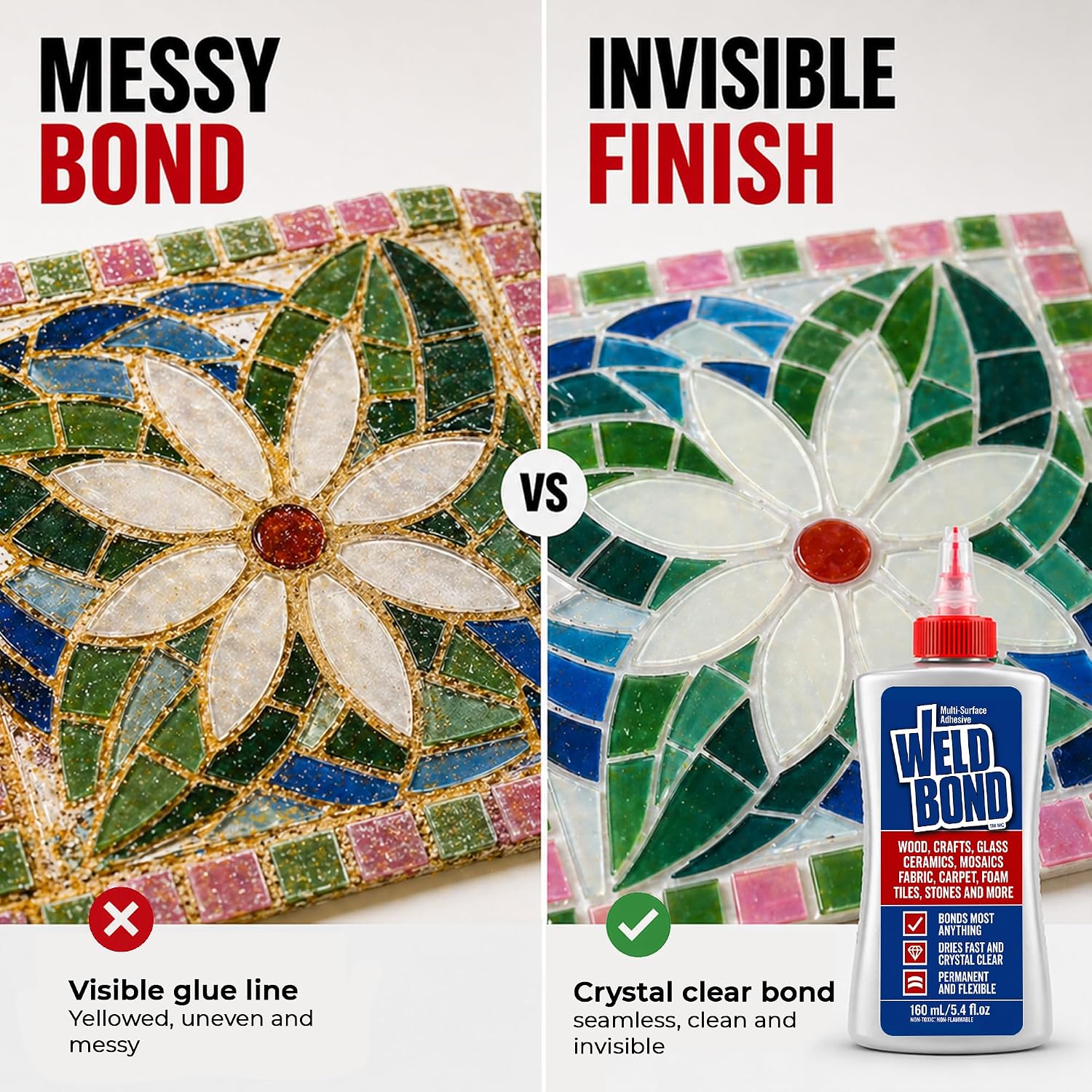 Weldbond Multi-Surface Glue Non Toxic for Mosaic Wood Craft 5.4oz (2 Pack)