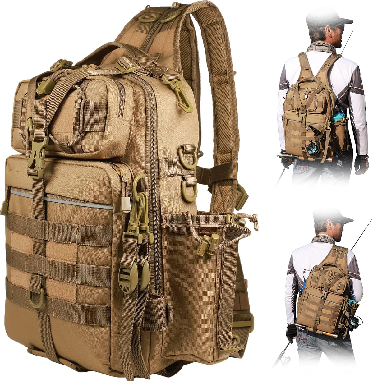 BLISSWILL Outdoor Tackle Bag - Large Water-Resistant Fishing Backpack