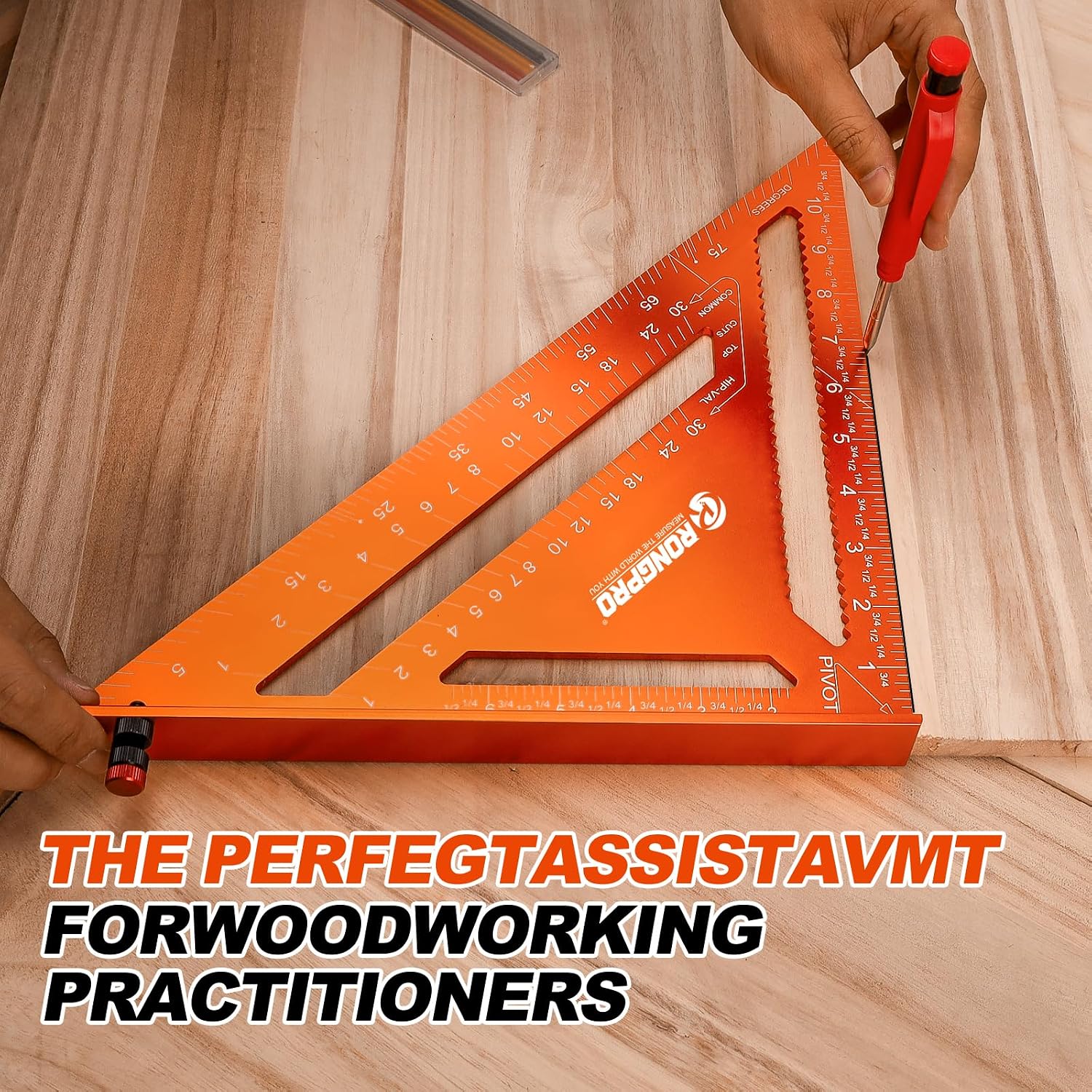 12 Inch Rafter Square, Carpenter Measuring Layout Tool,Aluminum Alloy Triangle Ruler Protractor for Woodworking andCarpentry - Imperial