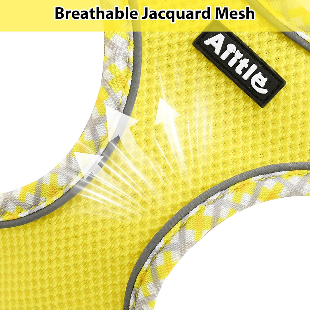 AIITLE Escape-Proof Dog Harnesss and Leash Set, Step in Pet Vest, Yellow L