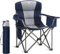 LET'S CAMP Folding Camping Chair Oversized Heavy Duty Padded Outdoor Chair with Cup Holder Storage and Cooler Bag, 450 LBS Weight Capacity, Thicken 600D Oxford