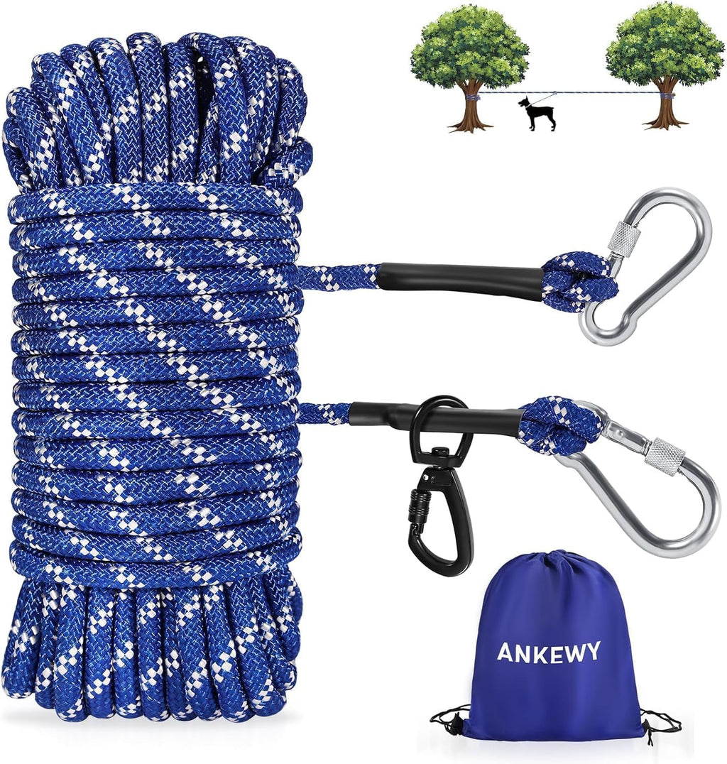 50ft Dog Tie Out Cable Holds 350lbs Dog Runner for Yard Camping Outdoor
