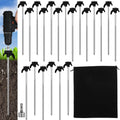 JaGely 20 Pcs 12 Inch Tent Stakes Screw in Camping Stake Heavy Duty Metal Spikes Ground Anchor Peg Threaded Tent Spikes with Hex Head Driver for Camping Garden Inflatable Outdoor Decor (Black)