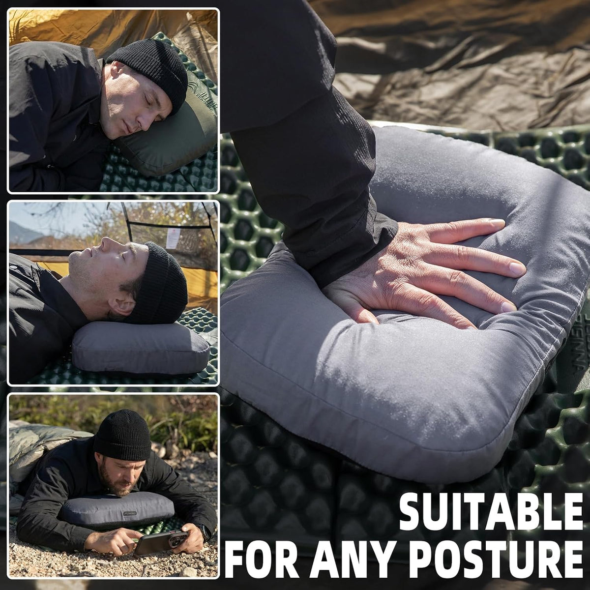 BISINNA Camping Memory Foam Pillow Backpacking Pillow with Removable Cover