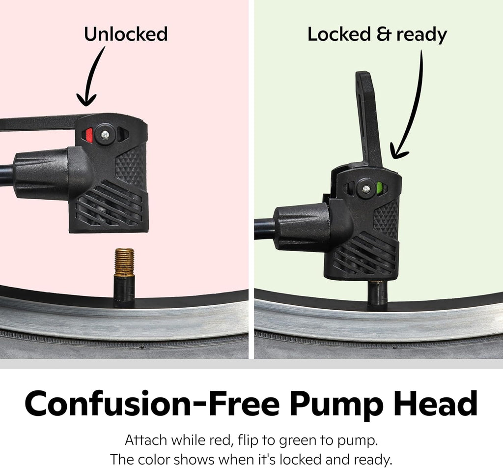 Schwinn Air Center Series or Basic Floor Pump, for a Range of Bikes, 100, 120 or 160 PSI, Soft Grip Handle, Dual Head for Schrader and Presta Valves, Manual Air Pump