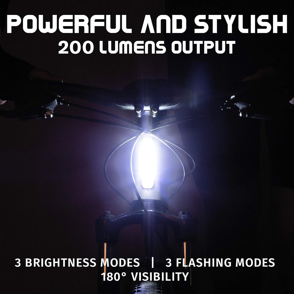 Bike Front Safety Light - 200 Lumens USB Rechargeable LED Bicycle Headlight
