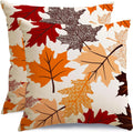 Fall Pillow Covers 18x18 Set of 2,Maple Leaves Outdoor Thanksgiving Autumn