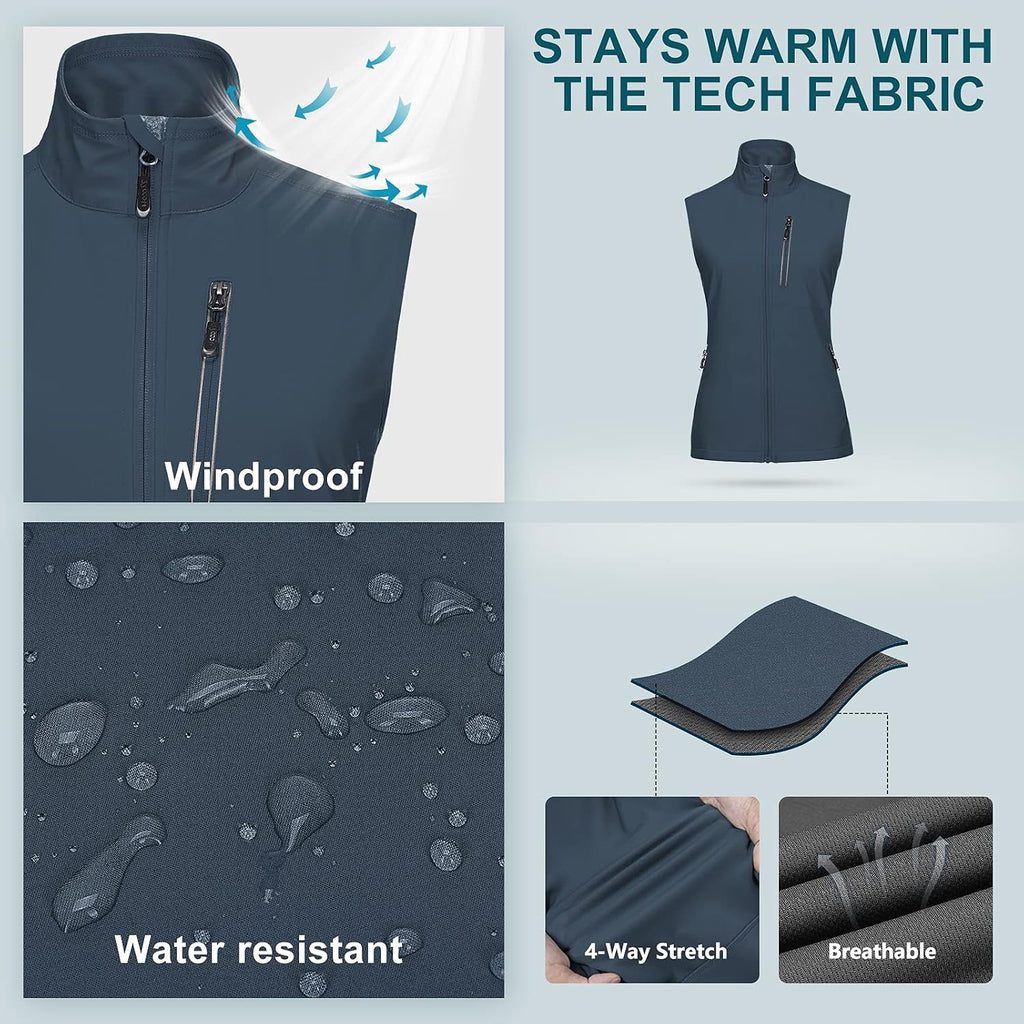 33,000ft Women's Lightweight Running Vest with 6 Pockets for Travel Golf