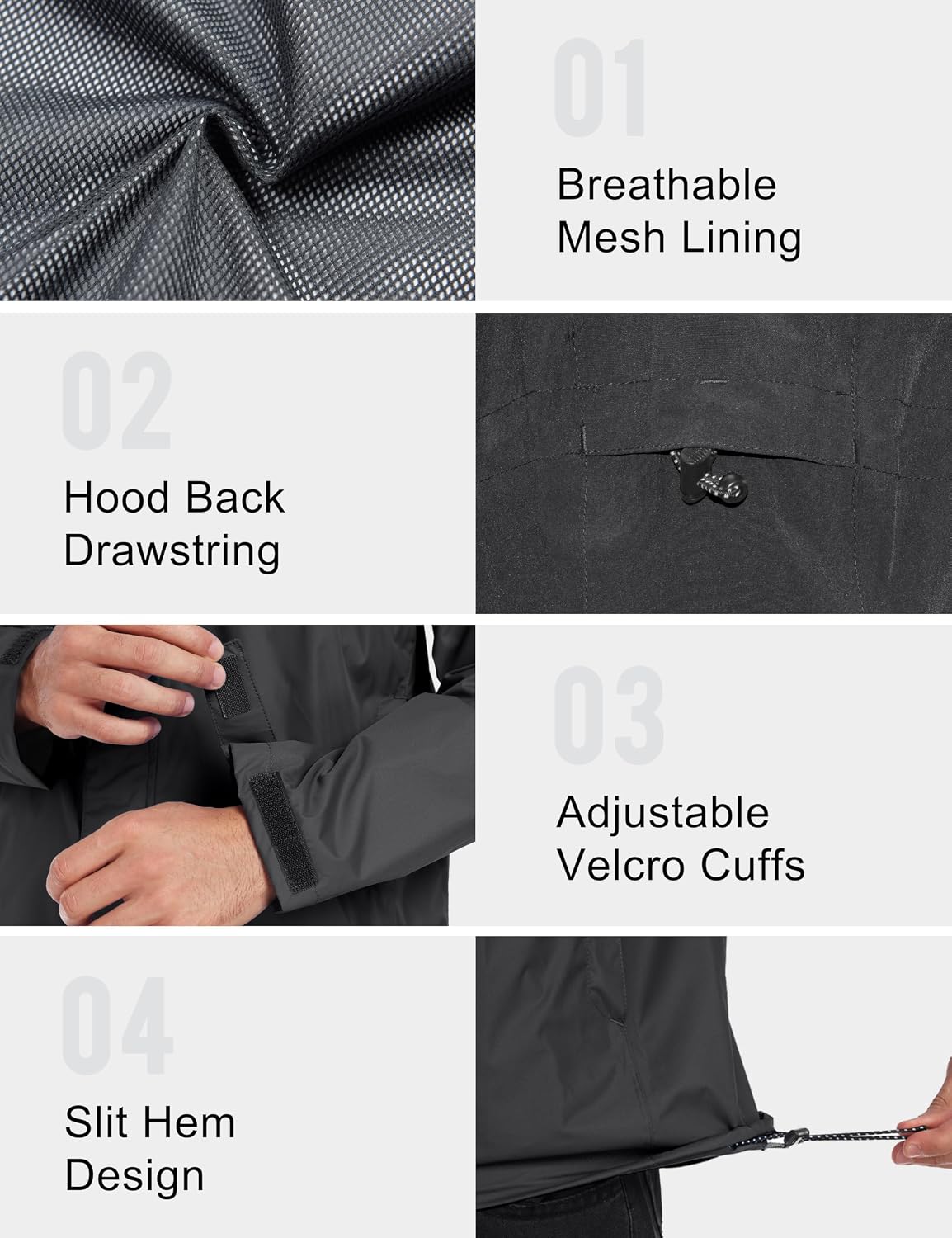 Little Donkey Andy Men's Waterproof Rain Jacket Outdoor Raincoat for Hiking