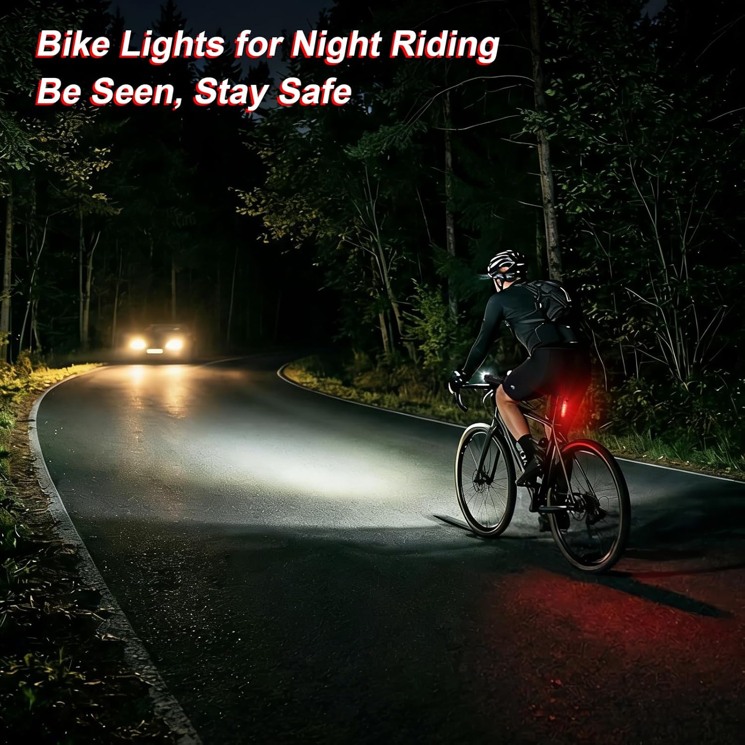 Ascher Ultra Bright USB Rechargeable Bike Light Set, Powerful Bicycle Front Headlight and Back Taillight, 4 Light Modes, Easy to Install for Men Women Kids Road Mountain Cycling