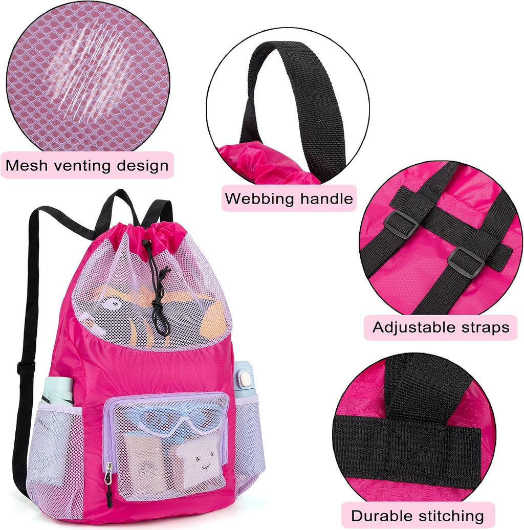 Swim Bag for Kids Mesh Drawstring Backpack for Girls Sport Gym Sackpack