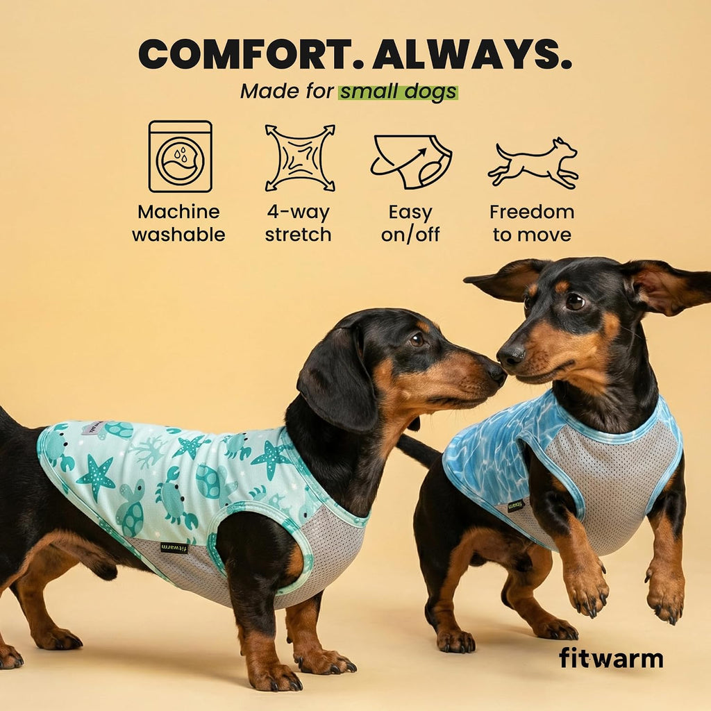 Fitwarm 2 Pack Marine UPF 50+ UV Sun Protection Dog Shirt, Lightweight Cooling Vest, Quick Dry Summer Clothes for Small Dogs Boy Girl, Pet Outfit, Sky Blue, Mint Green, Small