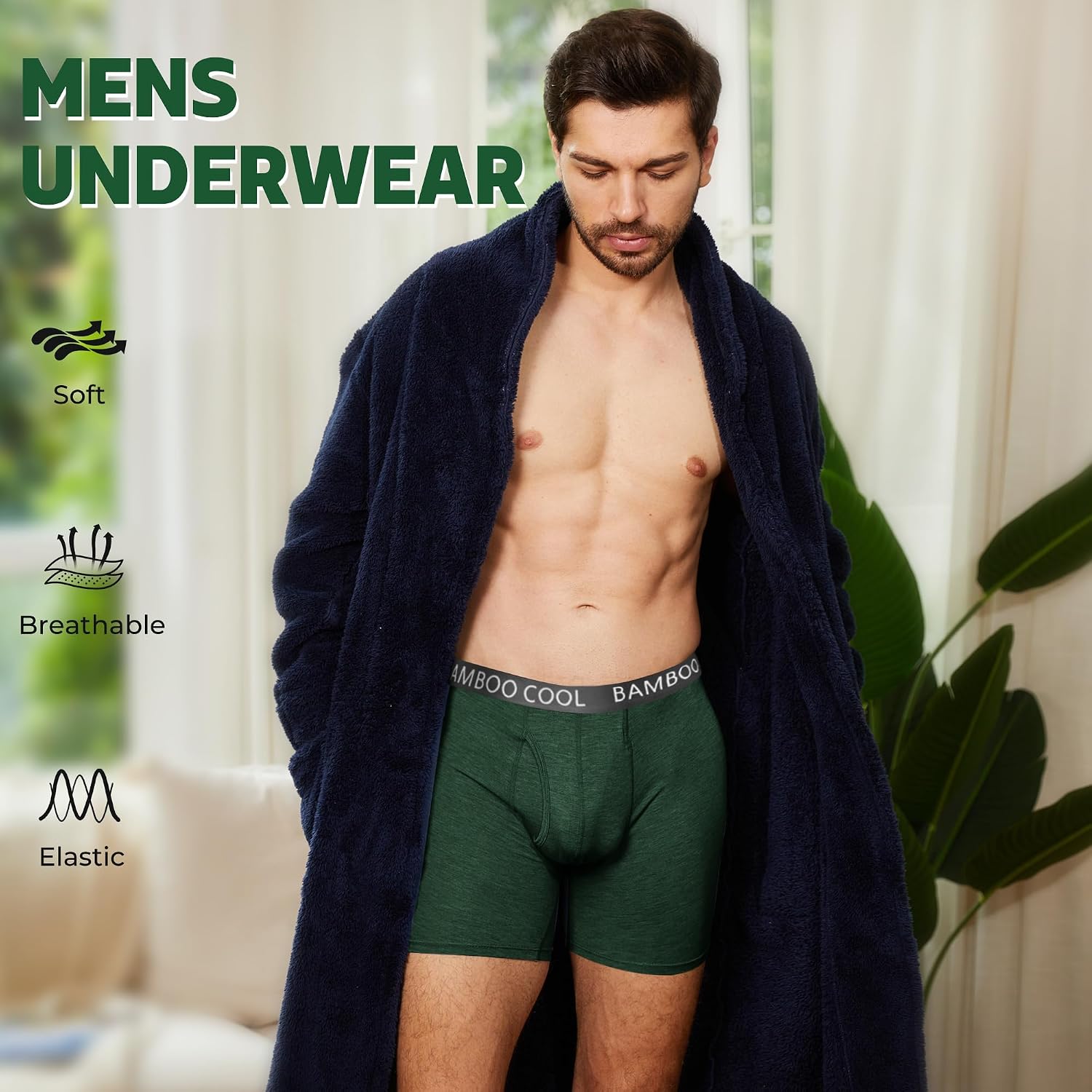 BAMBOO COOL Ultra Soft & breathable Mens Underwear Boxer Briefs Pack