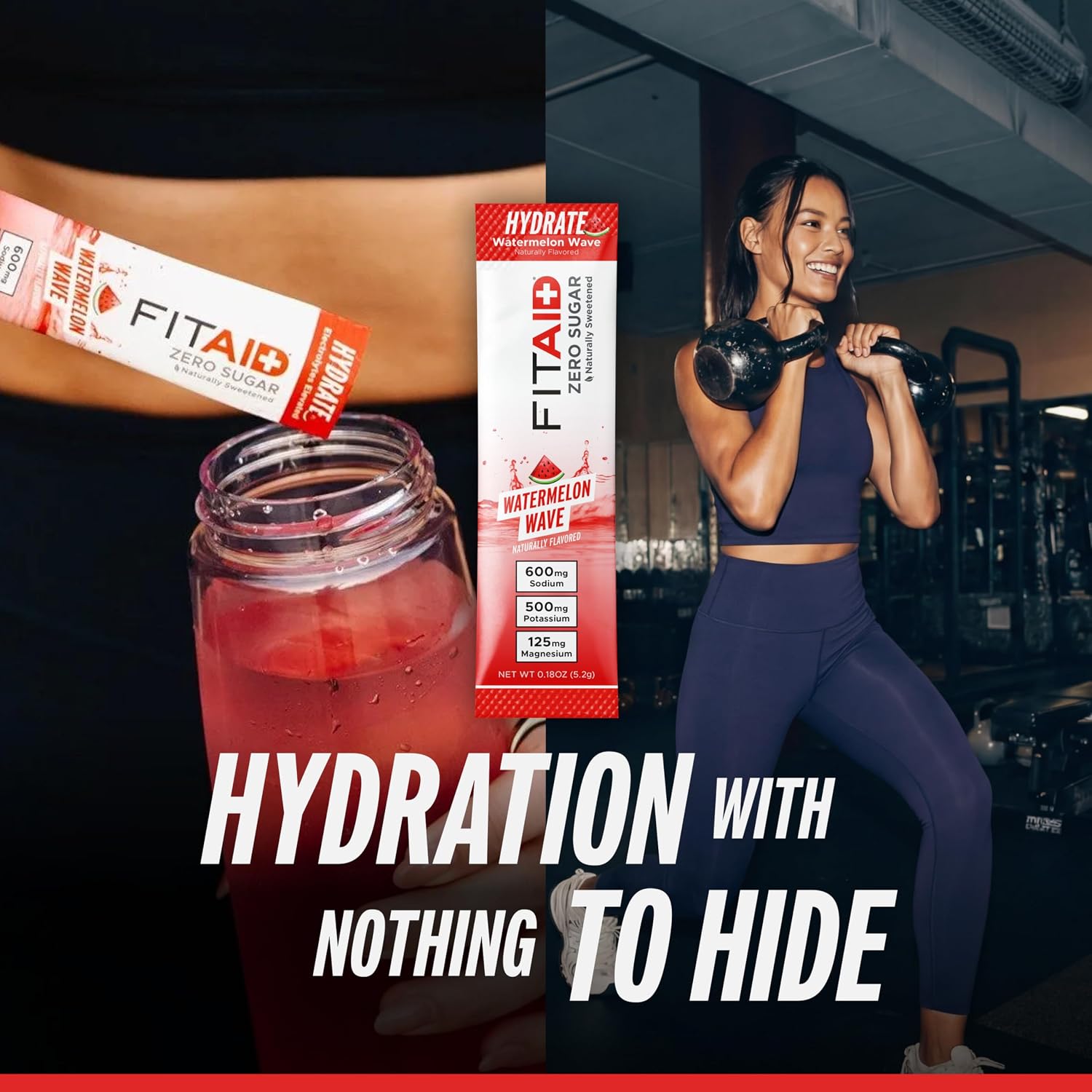 FITAID Hydrate Electrolyte Mix, Watermelon Wave (14 Stick Packs)
