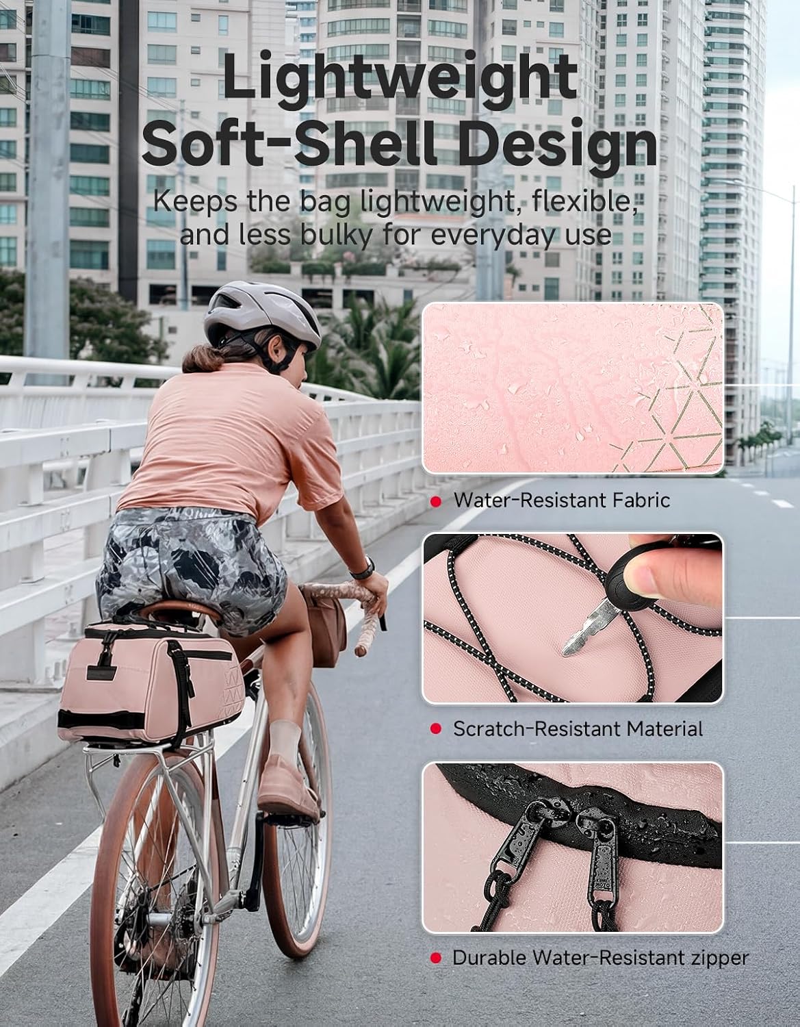 KEMIMOTO Rear Bike Rack Bag - 8L PVC Water Resistant Ebike Bags for Bicycle