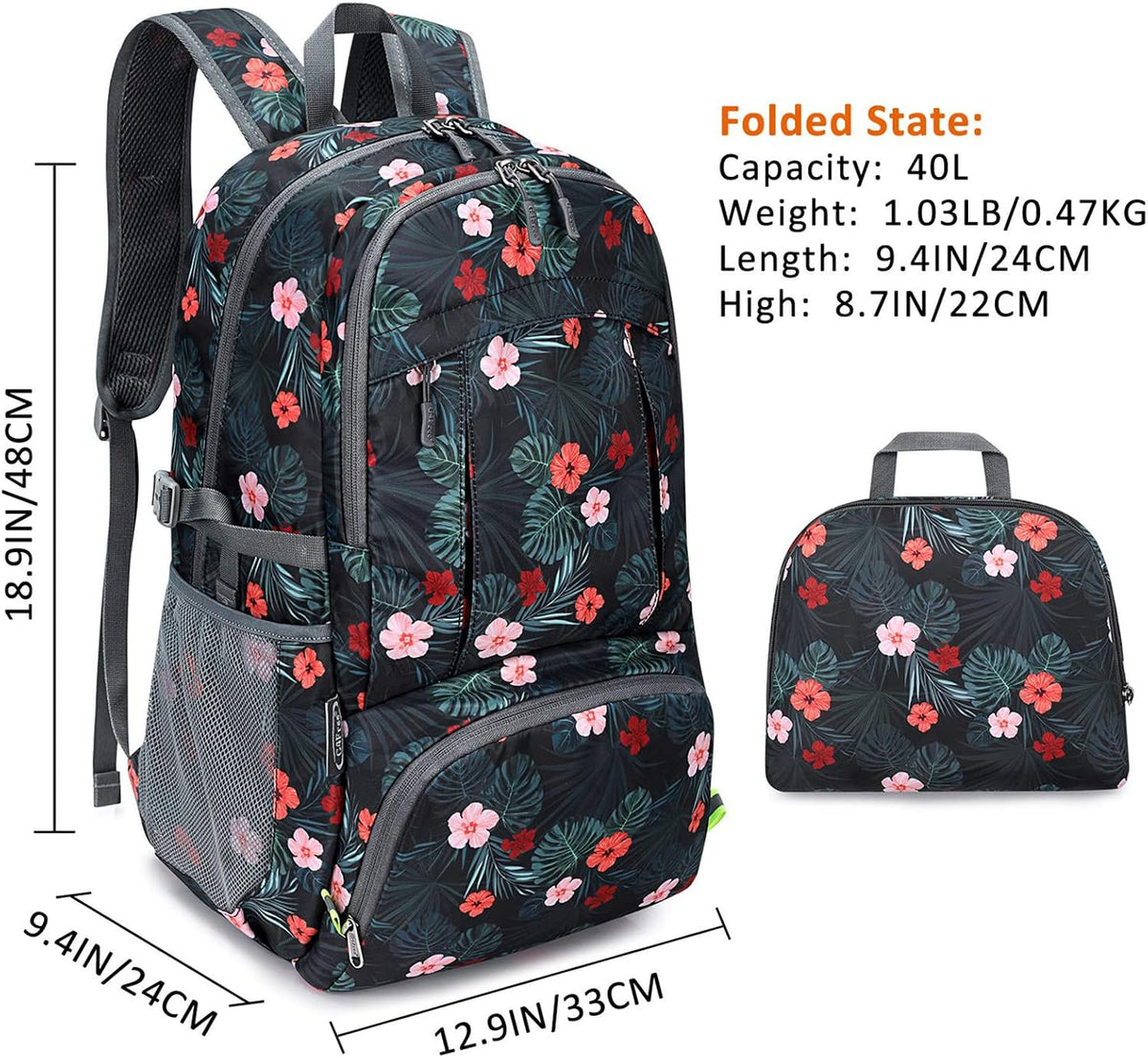 G4Free 40L Lightweight Packable Hiking Backpack, Waterproof Travel Daypack