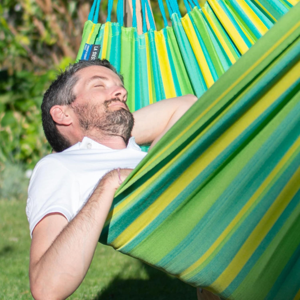LA SIESTA Brisa Double Outdoor Hammock — Colombian-Made Polypropylene, UV & Weather Resistant, for Backyard & Patio - Lime