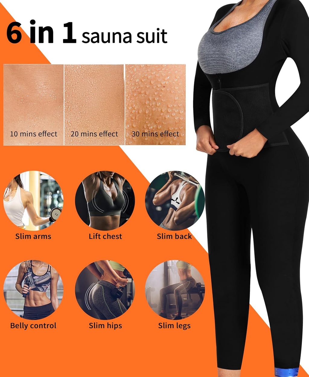 Women Sauna Jumpsuit Sweat Suit Full Body Heat Trapping Workout