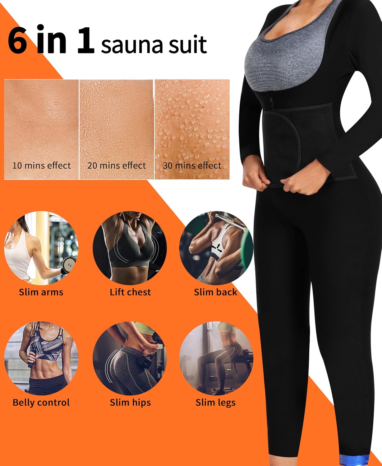 Women Sauna Jumpsuit Sweat Suit Full Body Heat Trapping Workout