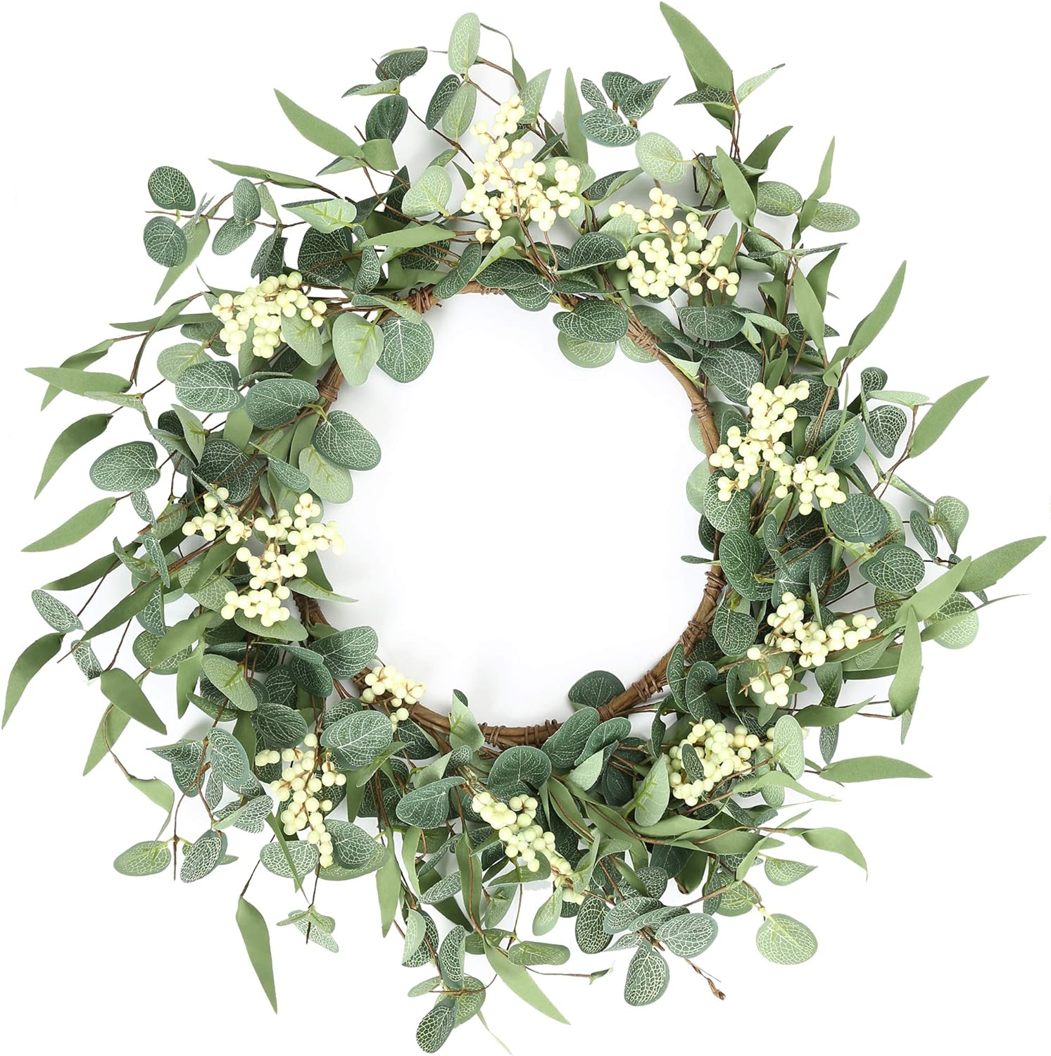 Pinkpum 20'' Eucalyptus Wreath for Front Door Porch Decor, Spring Summer