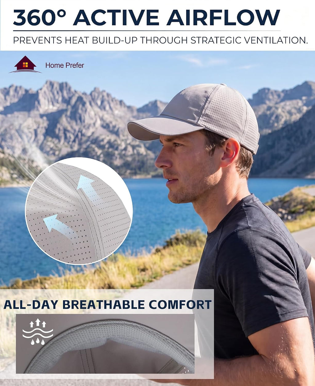 Home Prefer Reflective Water Repellent Quick Dry Airy UPF50+ Sun Hat for Men Women Outdoor Sports Baseball Caps Unisex