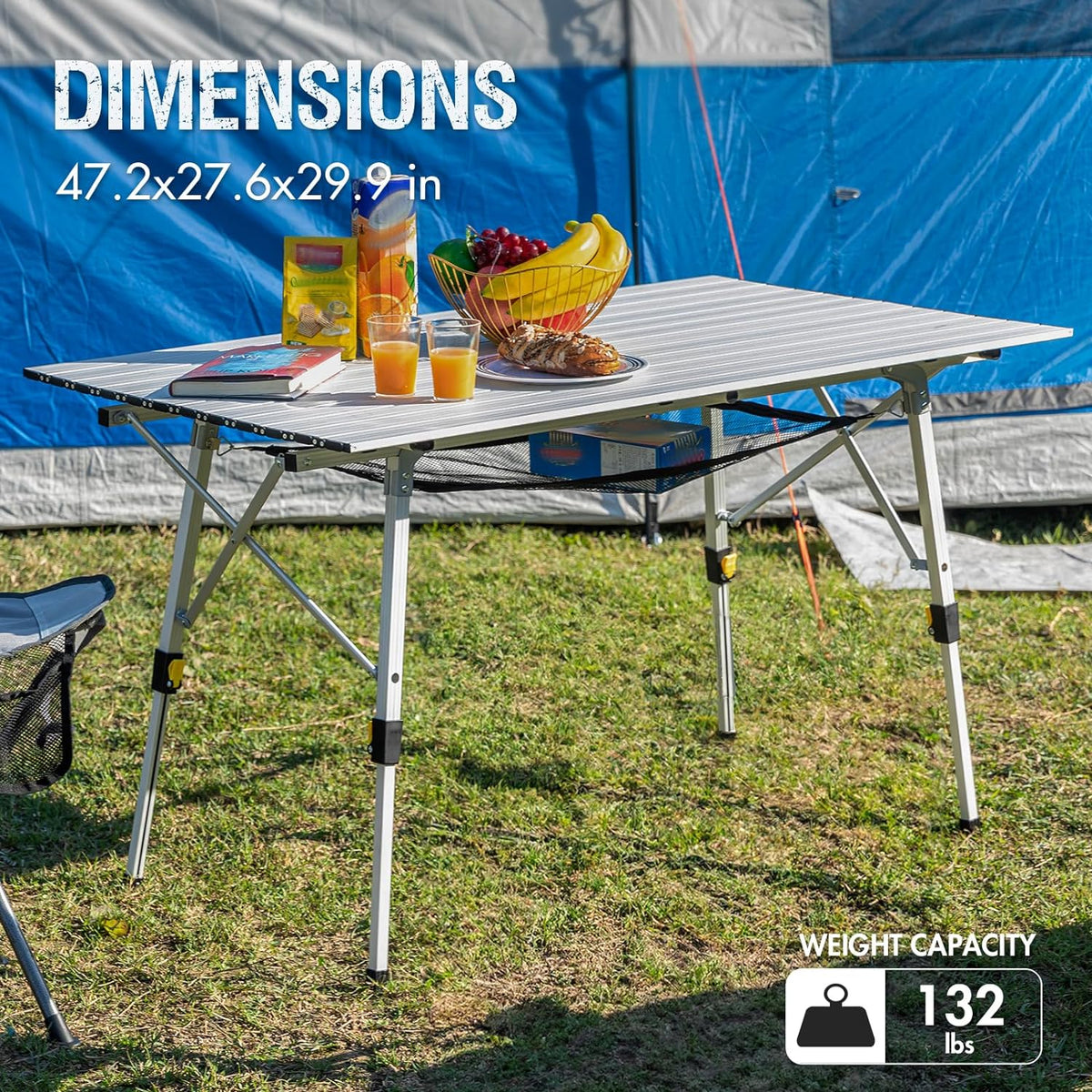 Portal Folding Camping Table, 132 LBS Outdoor Table with Adjustable Legs