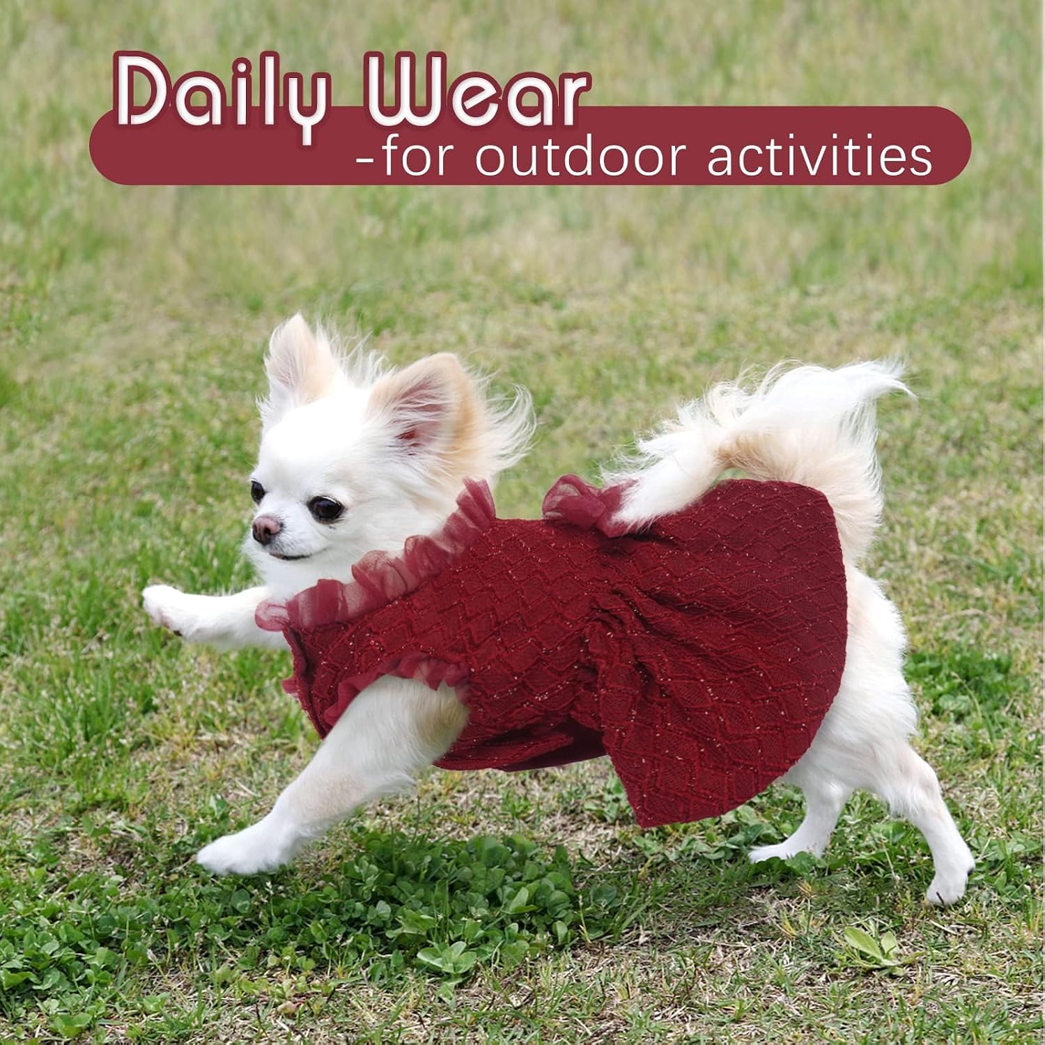 Kuoser Dog Dress, Princess Puppy Tutu with Bow-Knot, Red Dog Dresses XS