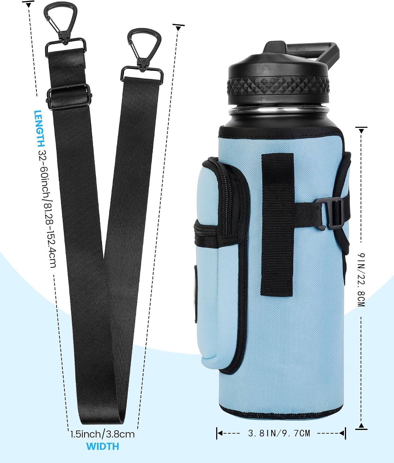 Sports rabbit Universal Water Bottle Holder with Strap & Phone Pocket