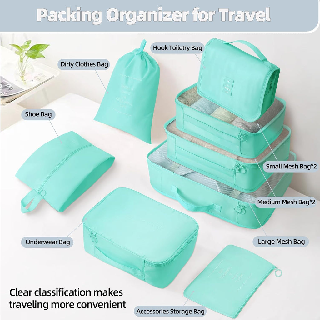 10 Pcs Set Packing Cubes - Travel Packing Organizers, Expandable Suitcase Organizer, Luggage Organizer Bags