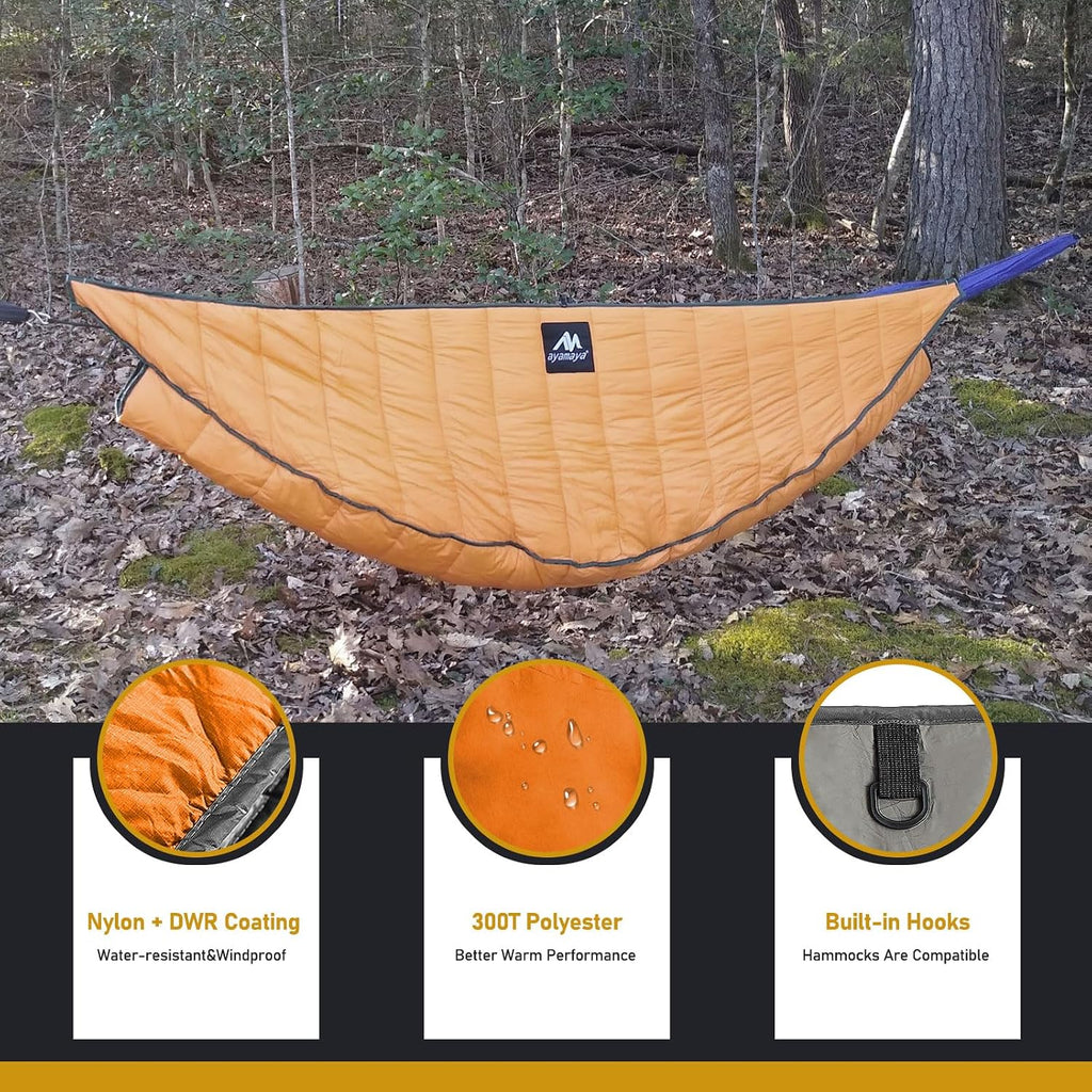 AYAMAYA Single & Double Hammock Underquilt, 4 Season Camping Hammock Quilt