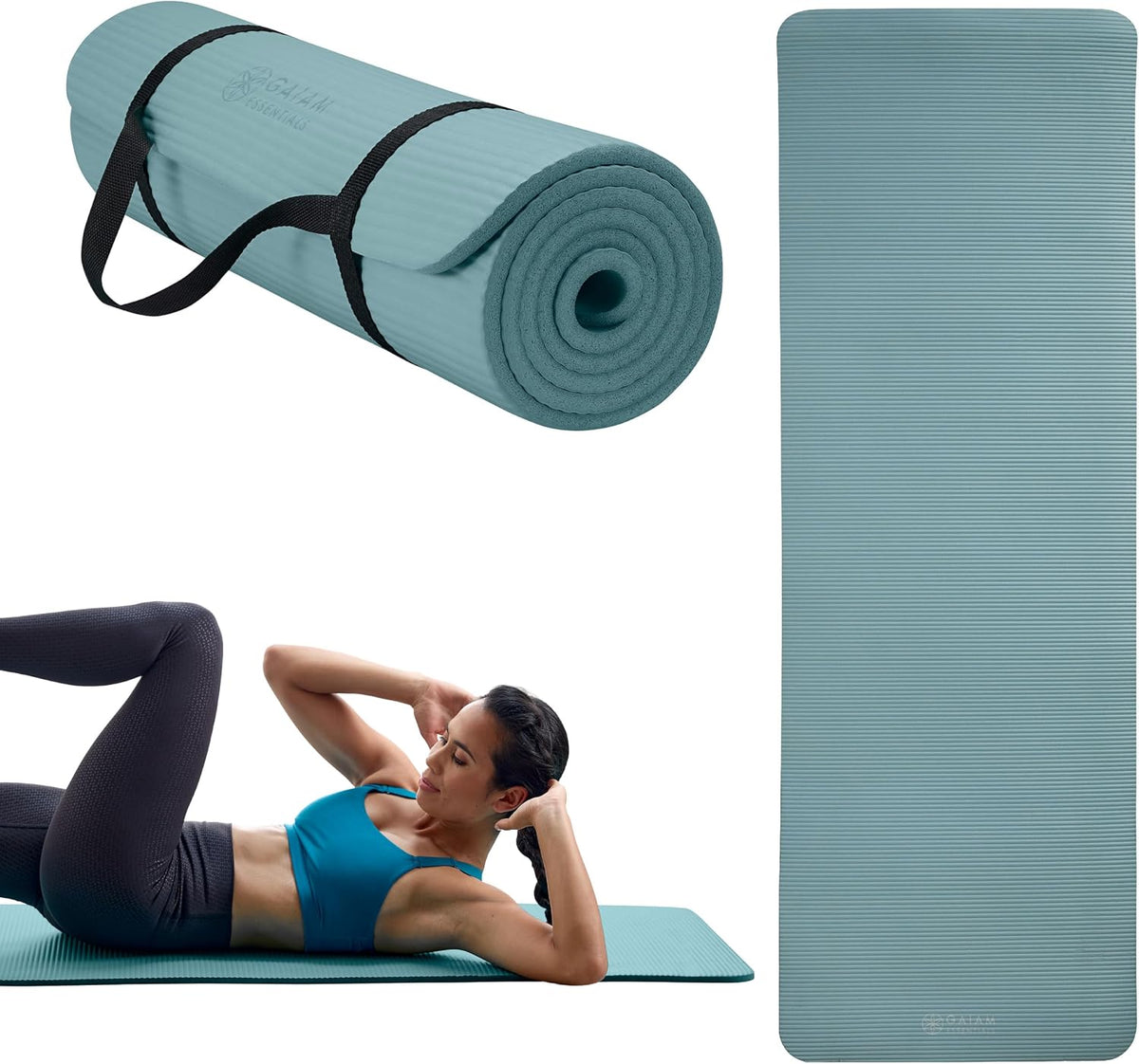 Gaiam Thick Yoga Mat, Exercise & Fitness Mat with Easy-Cinch Carrying Strap