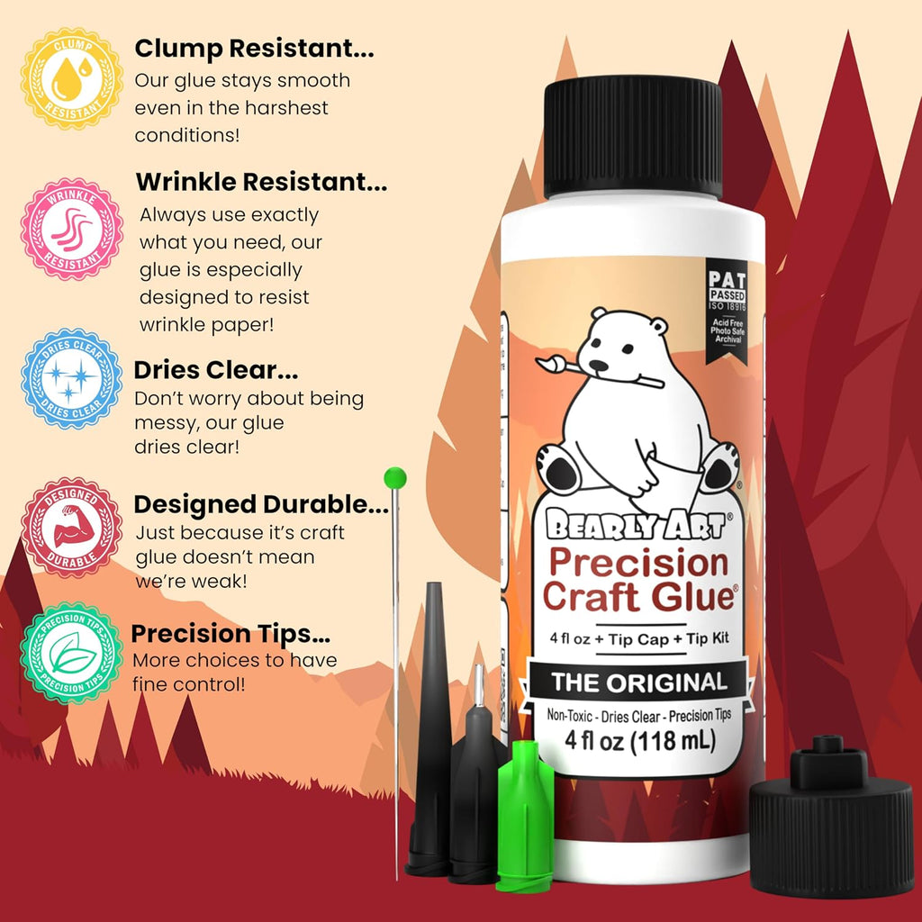 Bearly Art Precision Craft Glue Original 4 fl oz with Tip Kit Archival