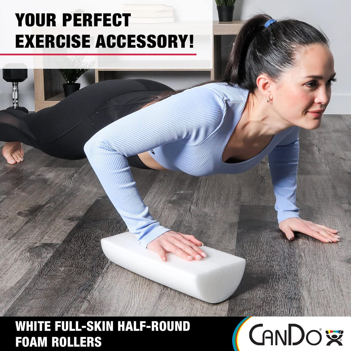 Cando 30-2340 Full-Skin PE Foam Roller for Muscle Restoration, Massage Therapy, Sport Recovery and Physical Therapy, White, 6" Width, 36" Length