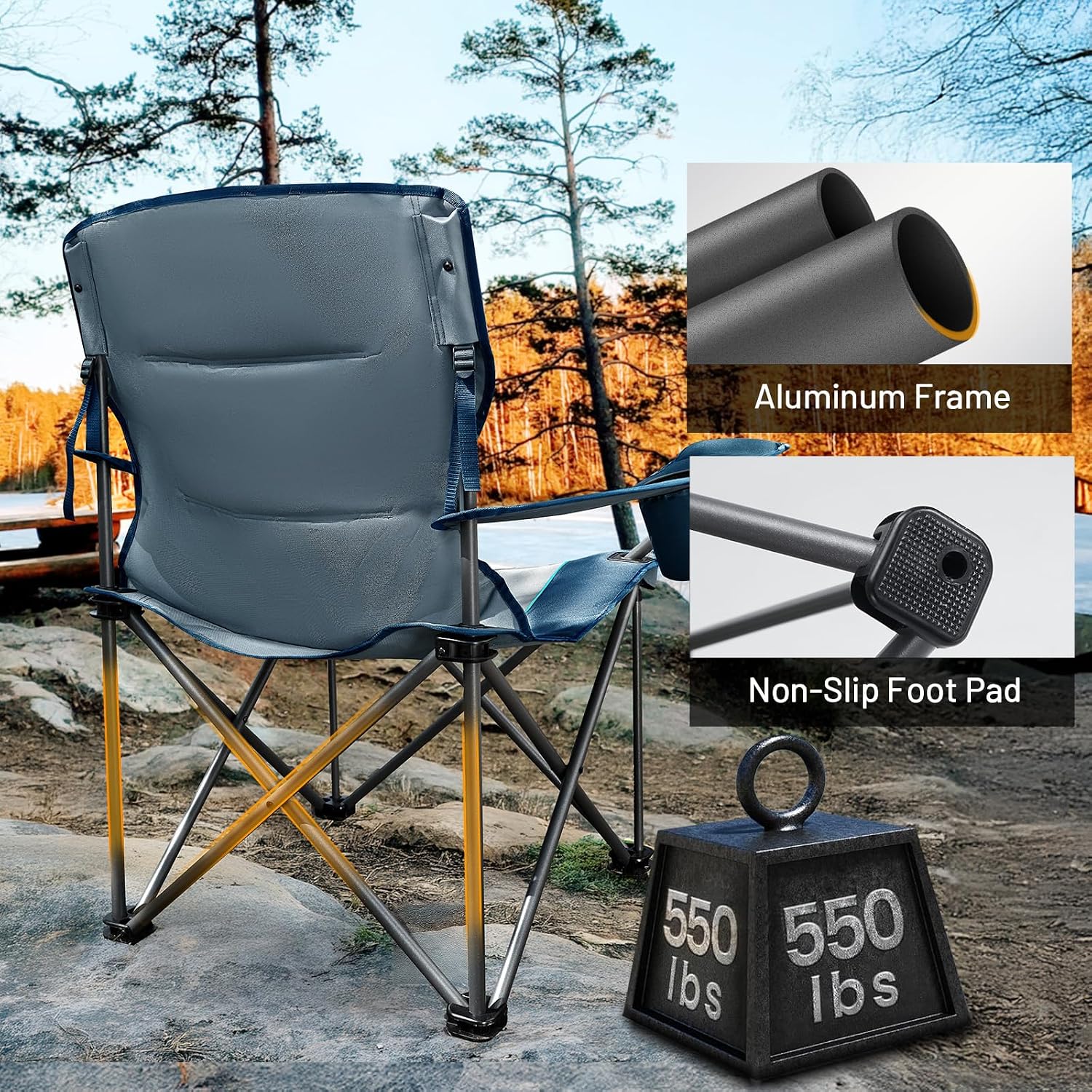 TIMBER RIDGE 2 Pack Oversized Folding Camping Chair for Adults