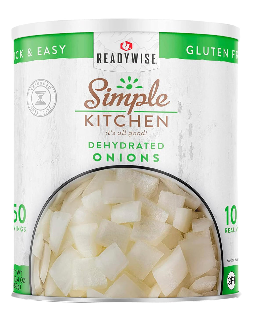 Simple Kitchen Dehydrated Chopped Onions - 250 Servings for Emergency Meal Prep, Gluten Free & Freeze Dried Survival Just Add Water Canned Food, for Camping Meals, Backpacking & Hiking, #10 Can Package