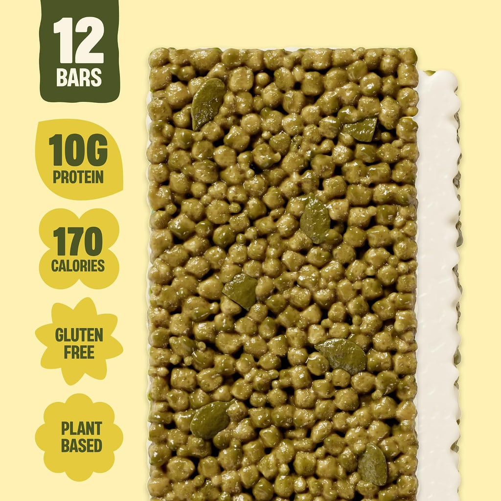 Mezcla Matcha Vanilla Puff Crispy Vegan Bars, 10g Protein, 12 Bars