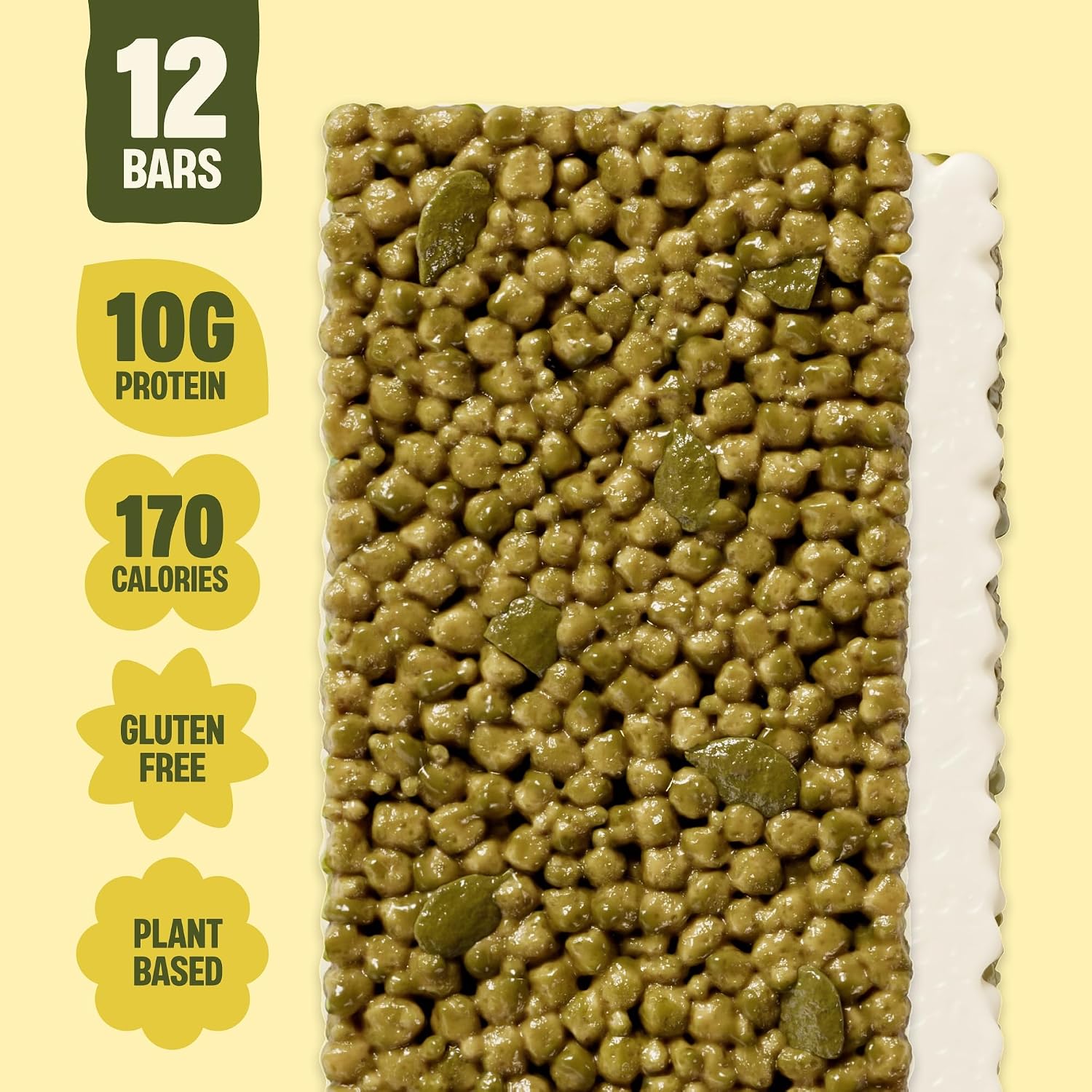 Mezcla Matcha Vanilla Puff Crispy Vegan Bars, 10g Protein, 12 Bars