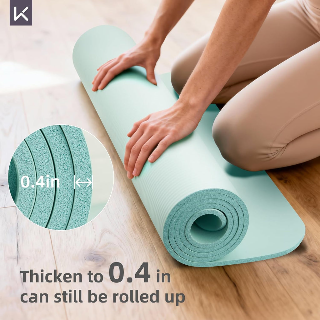 KEEP Extra Thick NBR Yoga Mat for Women & Men, 10mm Thick, 72”x32” Large Exercise Mat with Non-Slip Workout Mat for Yoga, Pilates, Stretching, Meditation – Wide & Cushioned Fitness Mat