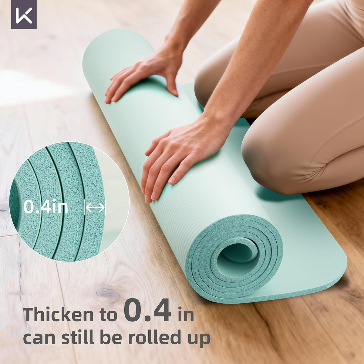 KEEP Extra Thick NBR Yoga Mat for Women & Men, 10mm Thick, 72”x32” Large Exercise Mat with Non-Slip Workout Mat for Yoga, Pilates, Stretching, Meditation – Wide & Cushioned Fitness Mat