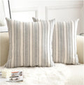 Cethom Decorative Boho Throw Pillow Covers, Farmhouse Textured Pillow Case, 18 x 18 Inch Set of 2, Chair Sofa Bedroom Living Room Home Decor Couch Cushion Case, Grey and Beige Striped