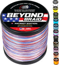 Beyond Braid Braided Fishing Line -Super Strong - Abrasion Resistant - No Stretch -Blue Camo, Moss Camo, White, Green, Pink, Blue, 4 Strand 8 Strand
